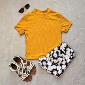 NWT Pink Republic Mustard Yellow Medium Ribbed Top